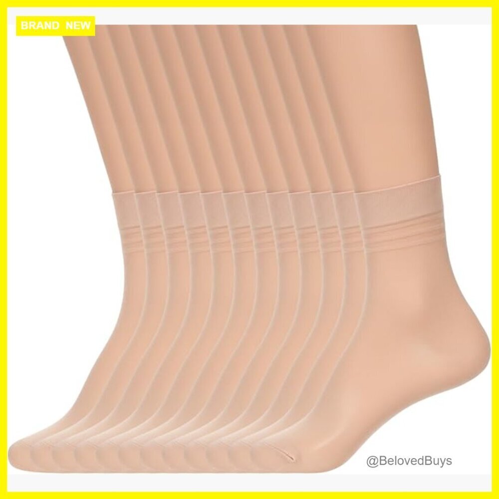 6 Pairs Sheer Nylon Ankle Socks Women Reinforced Toe Thin Soft